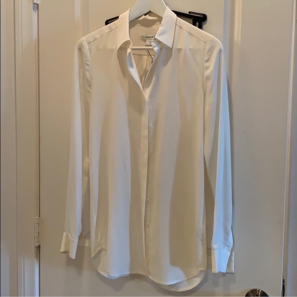 Lacoste Women's Cream Button-Up Blouse